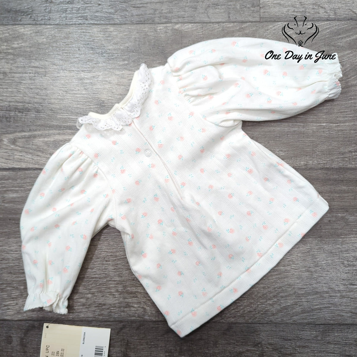 Carters Baby Girls Long Sleeve Floral Top White Eyelet Collar NWT Size 6-9 Mths