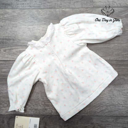Carters Baby Girls Long Sleeve Floral Top White Eyelet Collar NWT Size 6-9 Mths