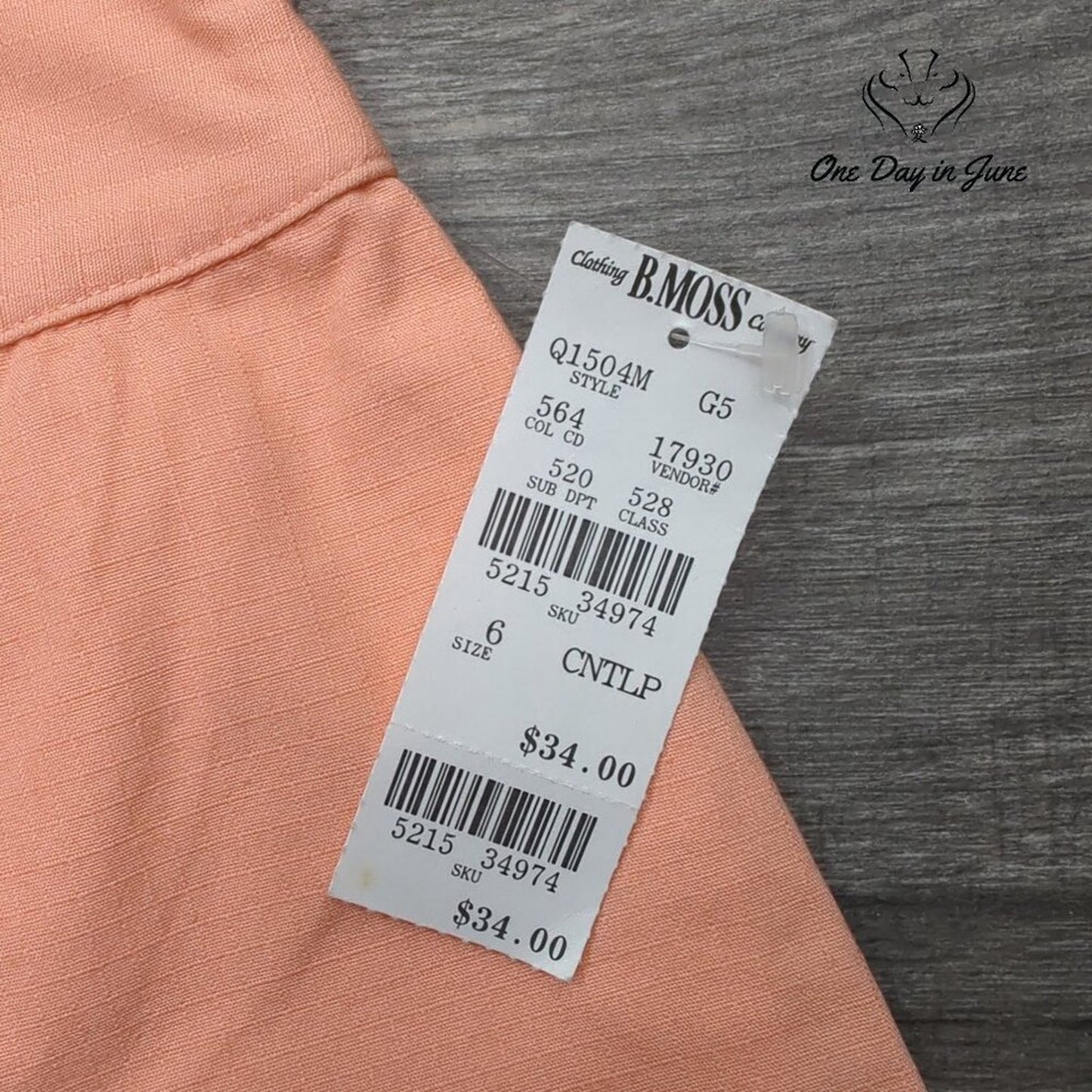 B. Moss Clothing Company Cotton Skort Peach Coral A-Line NWT Size 6