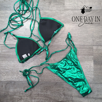 CharmLeaks Strappy Triangle Cheeky Tie Wrap Bikini Swimsuit Size M