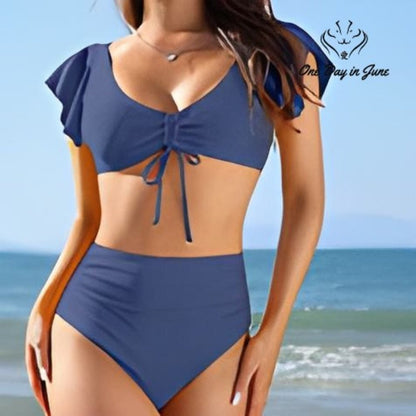 Mecfiino Ruffle High Waisted Bikini Size L