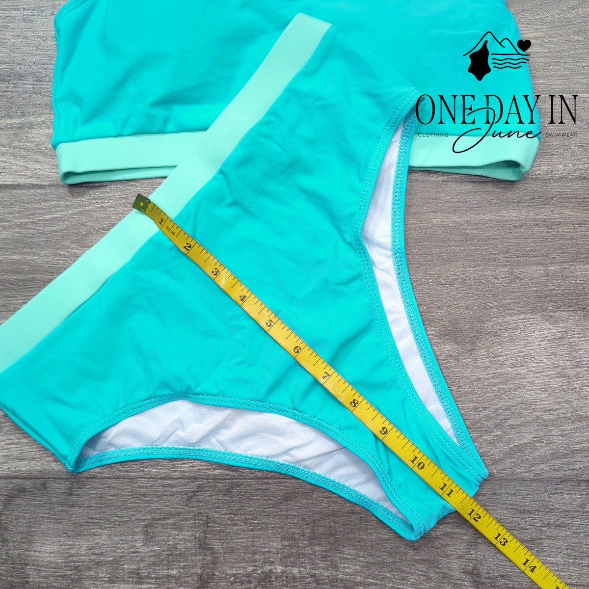 Zando Crop Bikini Swimsuit Turquoise Mint High Waist Two Piece Size M