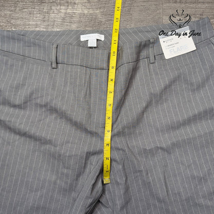 New York & Company City Stretch Luxe Flare Pants Gray Pinstripe NWT Size 14