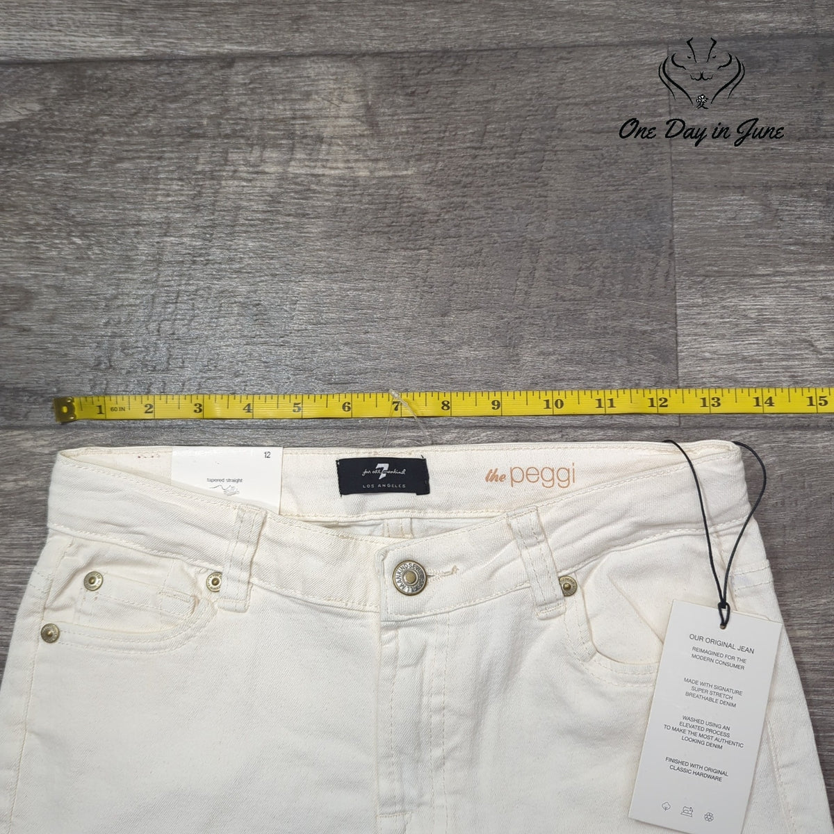 7 For All Mankind Girls The Peggi Tapered Straight Jeans Cream NWT Size 12