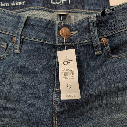 Loft Modern Skinny Jeans Dark Wash Blue Stretch Denim NWT Size 0
