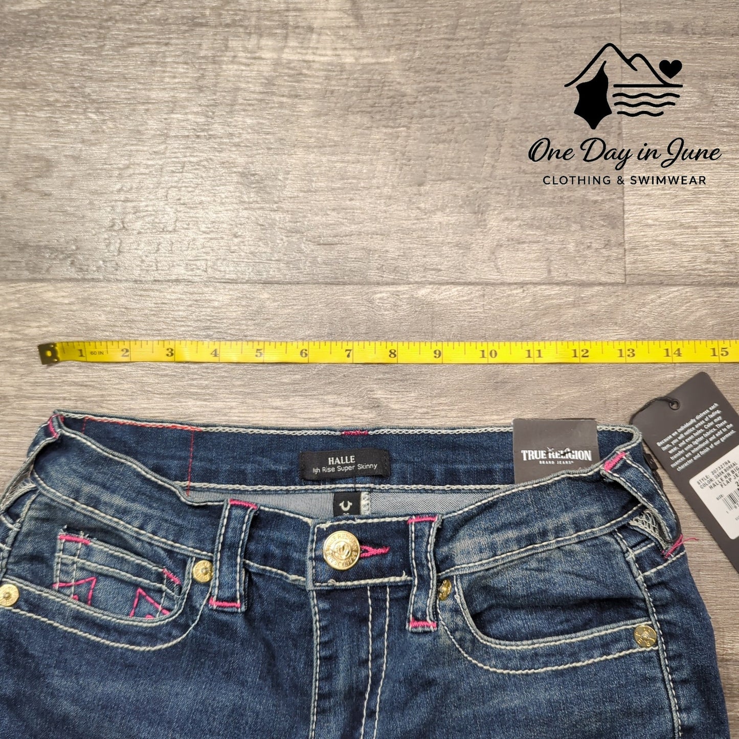True Religion Halle High Rise Super Skinny Jeans Dark Boreal NWT Size 26 (2)