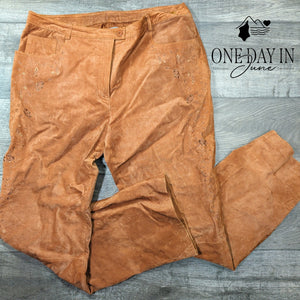 August Silk Logic Suede Pants Size 14