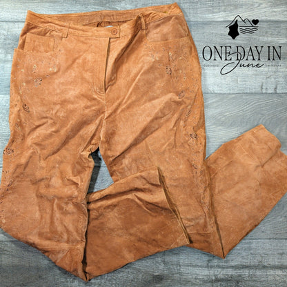 August Silk Logic Suede Pants Size 14