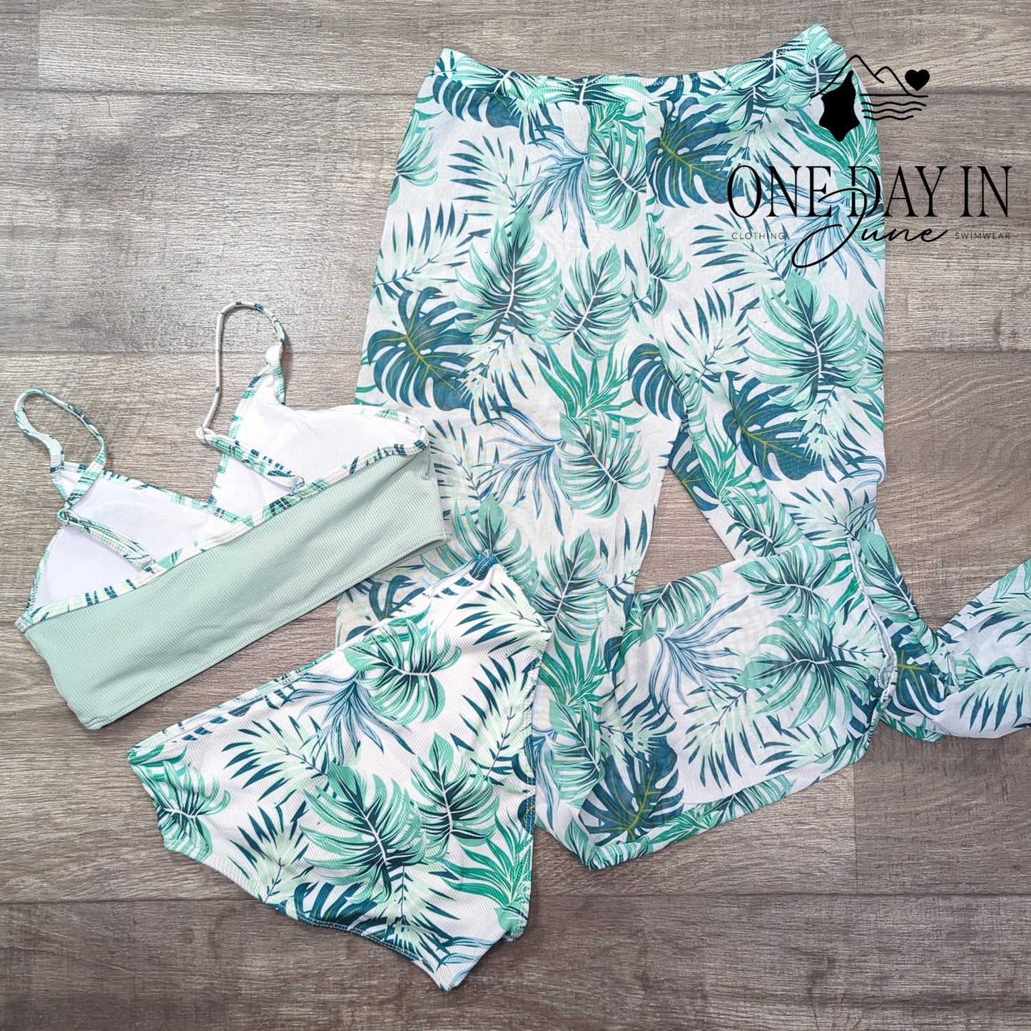 Adisputent Girl's Ribbed 3 Piece Bikini Swimsuit Size 12-13Y