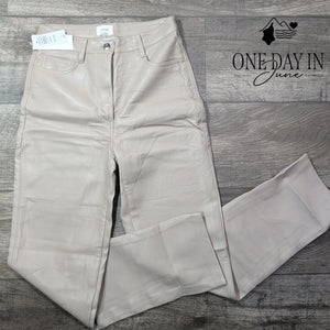 Wilfred Melina Faux Leather Straight Leg Pants Light Taupe NWT Size 2