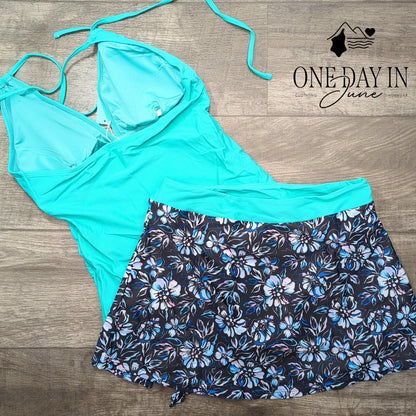 Yonique Skirted Tankini Swimsuit Size M