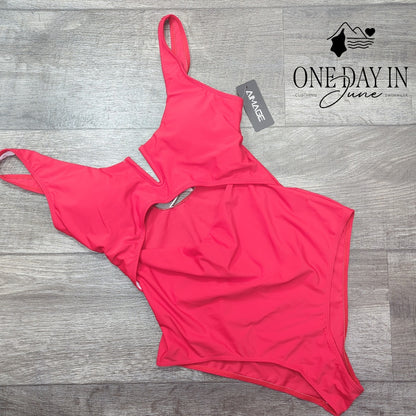Aimage V Wire Cut Out One Piece Swimsuit Size M