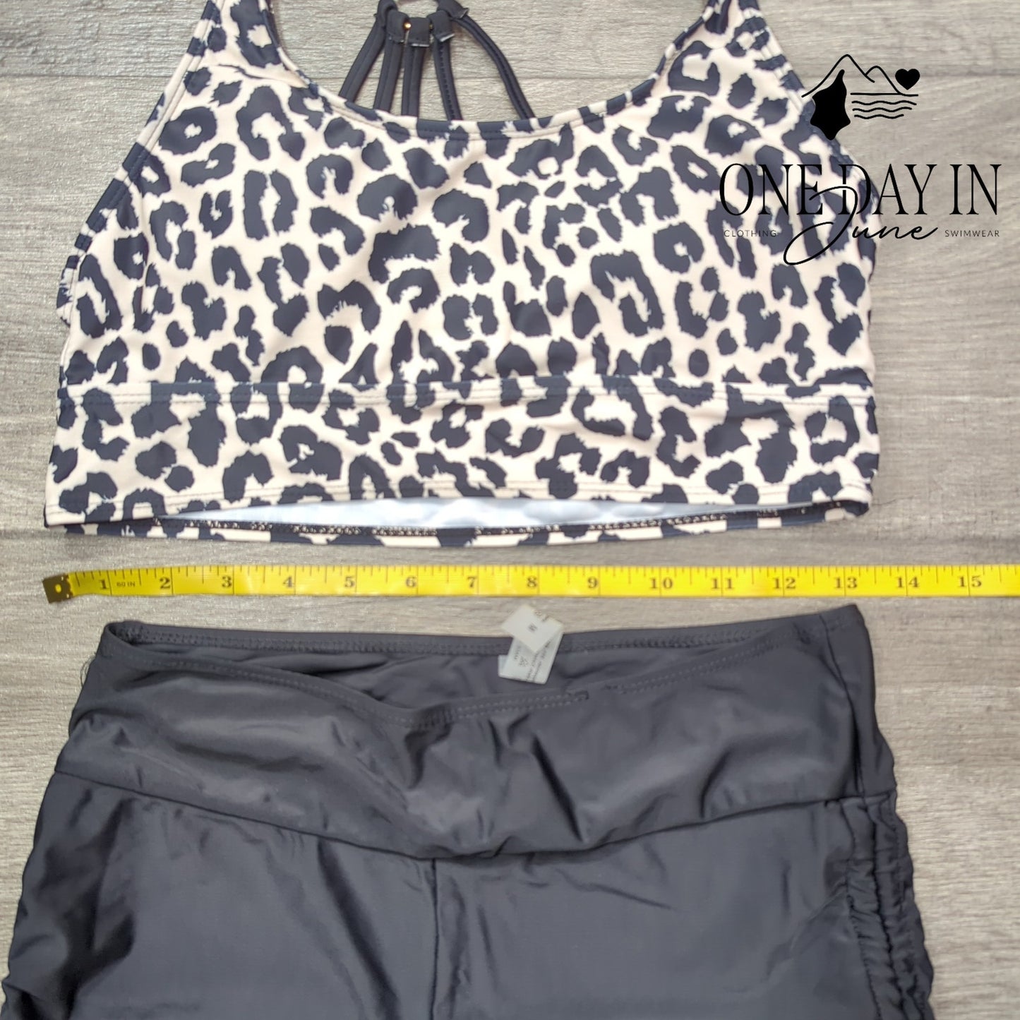 CharmLeaks Drawstring Shorts Leopard Crop Bikini Swimsuit Size M