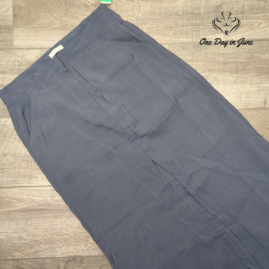 Max Studio Maxi Skirt Women's Navy Blue Front Slit Pockets NWT Size 16