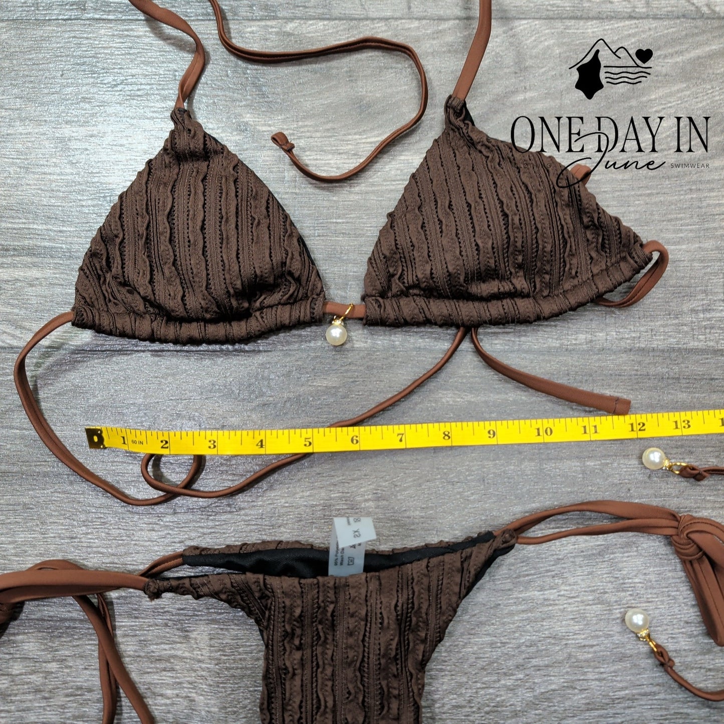 Verdusa Textured Thong Tie Side Bikini Swimsuit Size XS