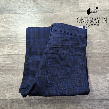 AG Adriano Goldschmied Wide Leg Crop Pants Navy Plaid NWT $215 Size 4 (27)