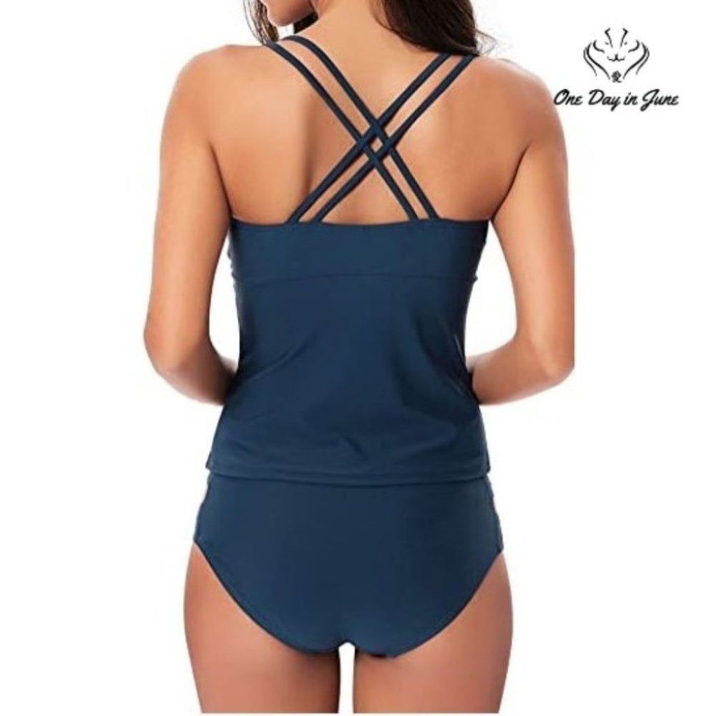 Vogueric Criss Cross Strap Tankini Swimsuit Size S