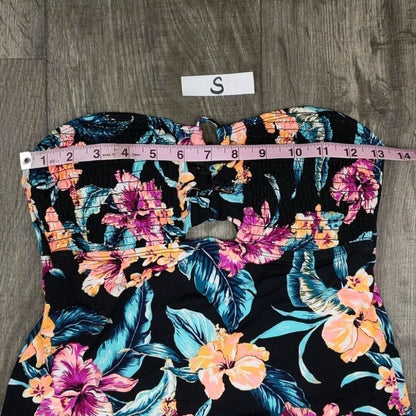 Ambrielle Smocked Floral Tankini Top Size S