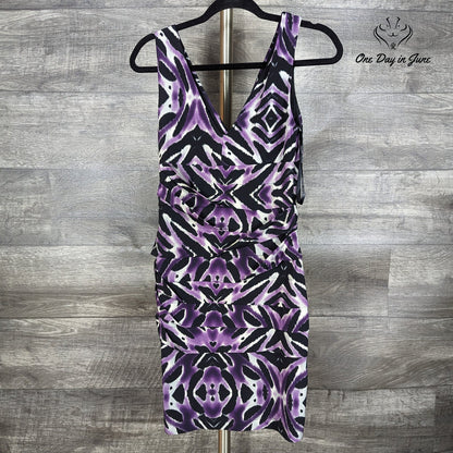 Bisou Bisou Michele Bohbot Tiered Bodycon Mini Dress Purple Black NWT Size 6