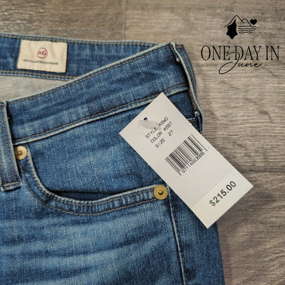 AG Adriano Goldschmied Straight Leg Jeans Medium Blue Wash NWT Size 4 (27)