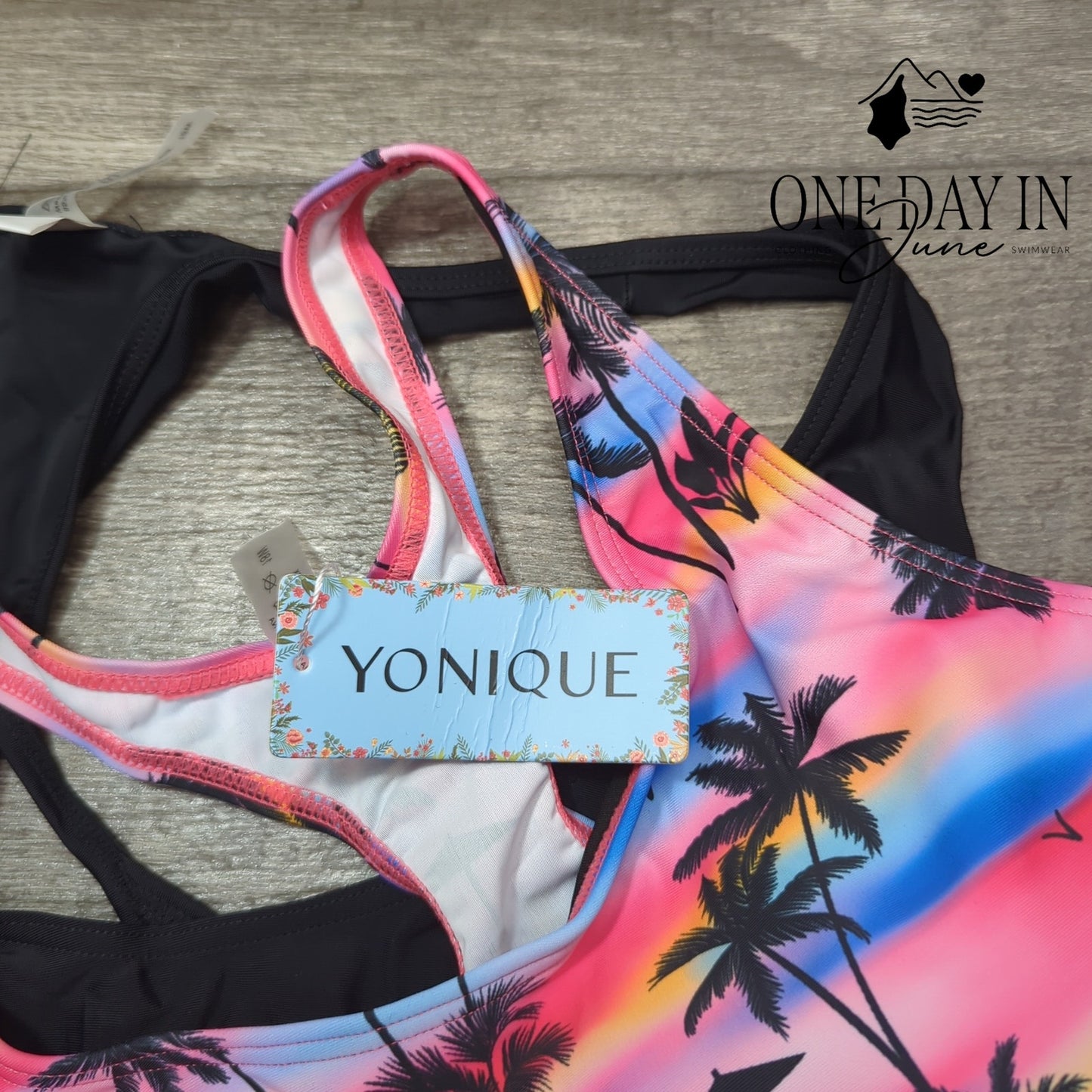 Yonique Plus Size Crop Top Boy Short 3 Piece Bikini Swimsuit Size 18W