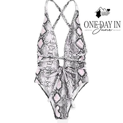 SweatyRocks Deep V Tie Wrap One Piece Swimsuit Size XL