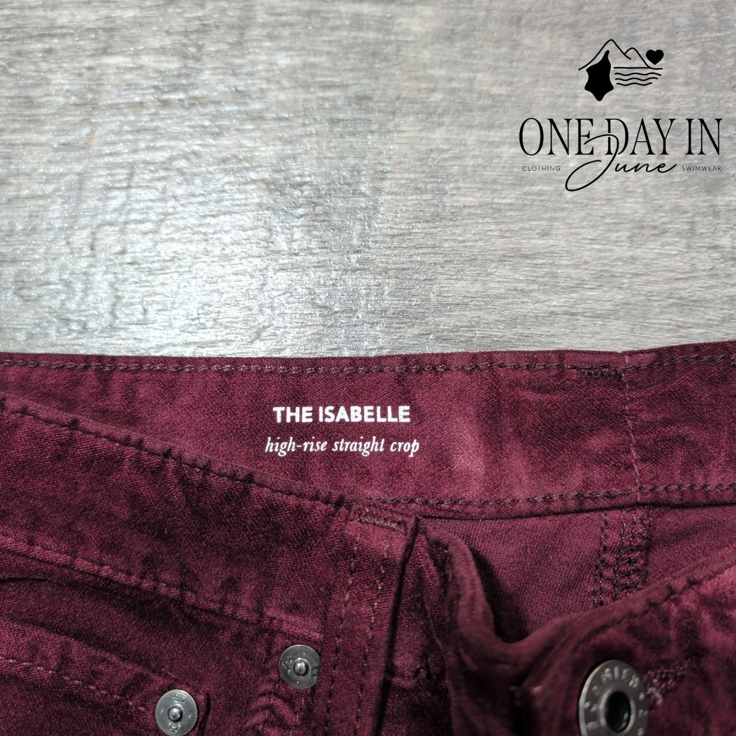 AG Adriano Goldschmied Isabelle Velvet Jeans Burgundy High Rise NWT Size 4 (27)