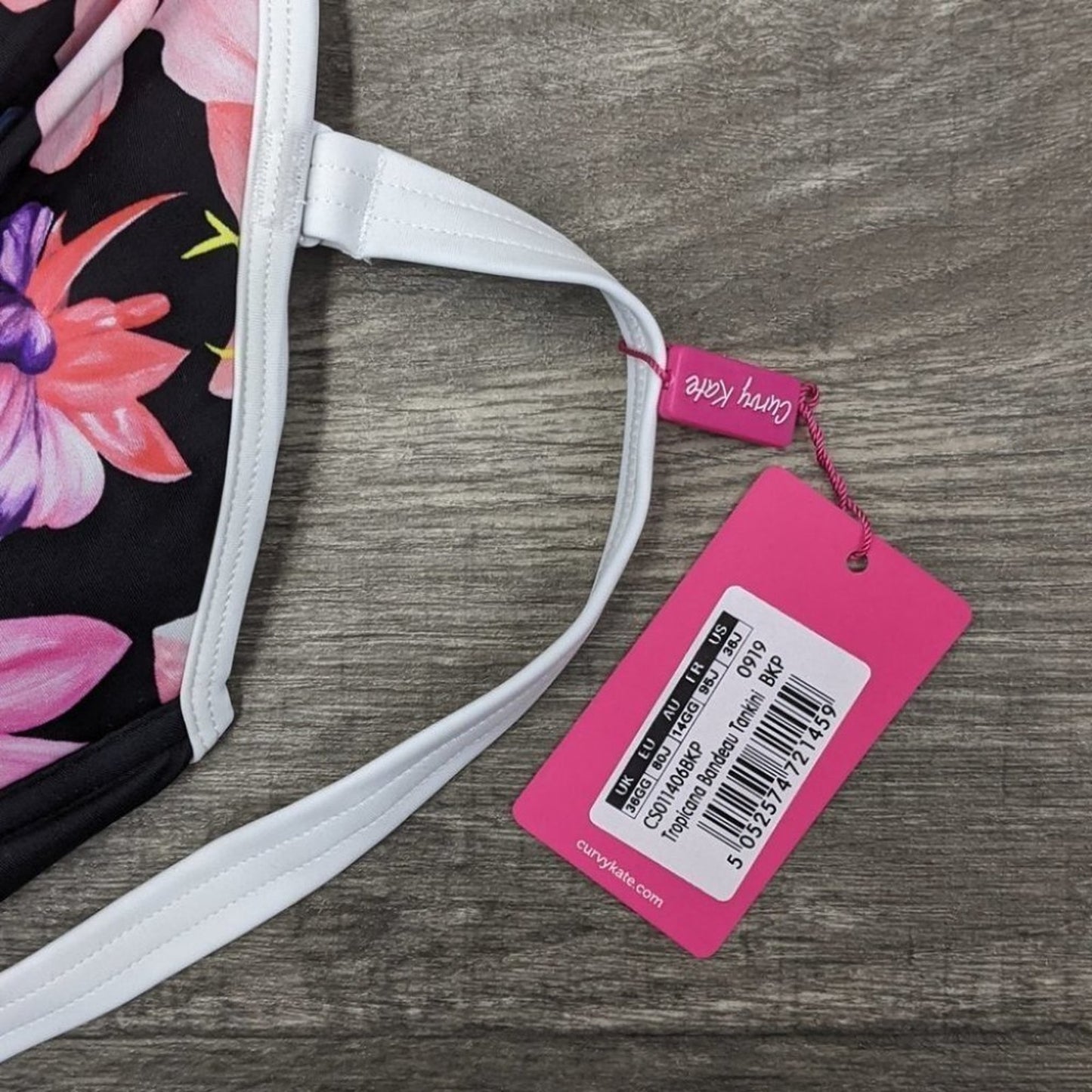 Curvy Kate Standard Tropicana Bandeau Tankini Top Size 30DD