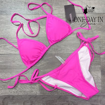 Suvimuga Adjustable Triangle Padded Ruched Bikini Swimsuit Size S