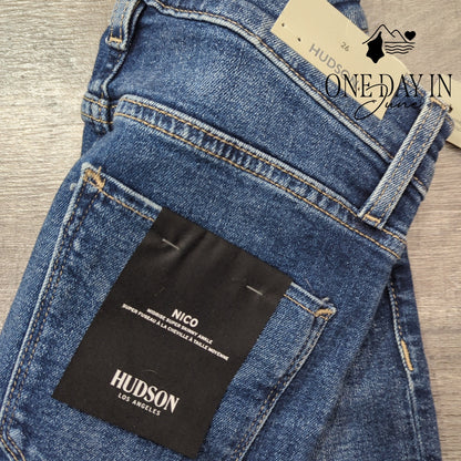 Hudson Nico Super Skinny Ankle Jeans Lotus Distressed Raw Hem NWT Size 2 (26)