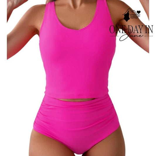Eomenie High Waist Crop Bikini Swimsuit Size M