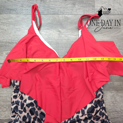 Suuksess Ruffle Leopard One Piece Swimsuit Size XL