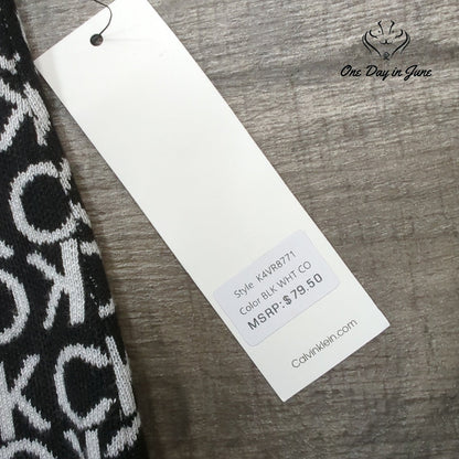 Calvin Klein CK Monogram Logo Pull On Knit Mini Skirt Black White NWT Size XL