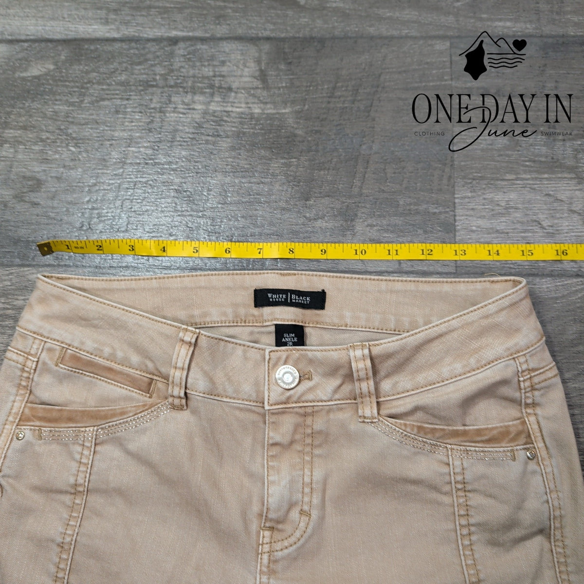 White House Black Market Slim Ankle Jeans Beige Tan Utility Cargo Skinny Size 2