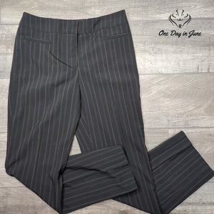Focus 2000 Classic Fit Pinstripe Pants Black Brown Straight Leg NWT Size 8