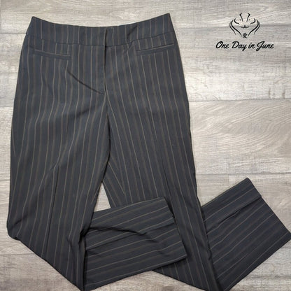 Focus 2000 Classic Fit Pinstripe Pants Black Brown Straight Leg NWT Size 8