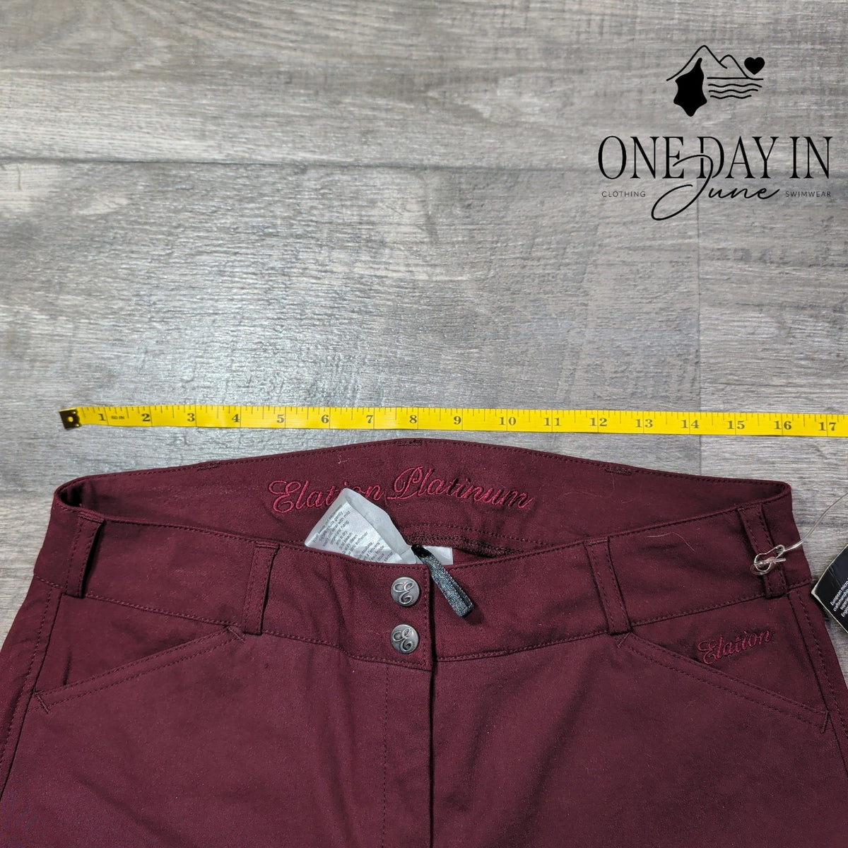 Elation Platinum Chelsea Knee Patch Breeches Burgundy Riding Pants NWT Size 14