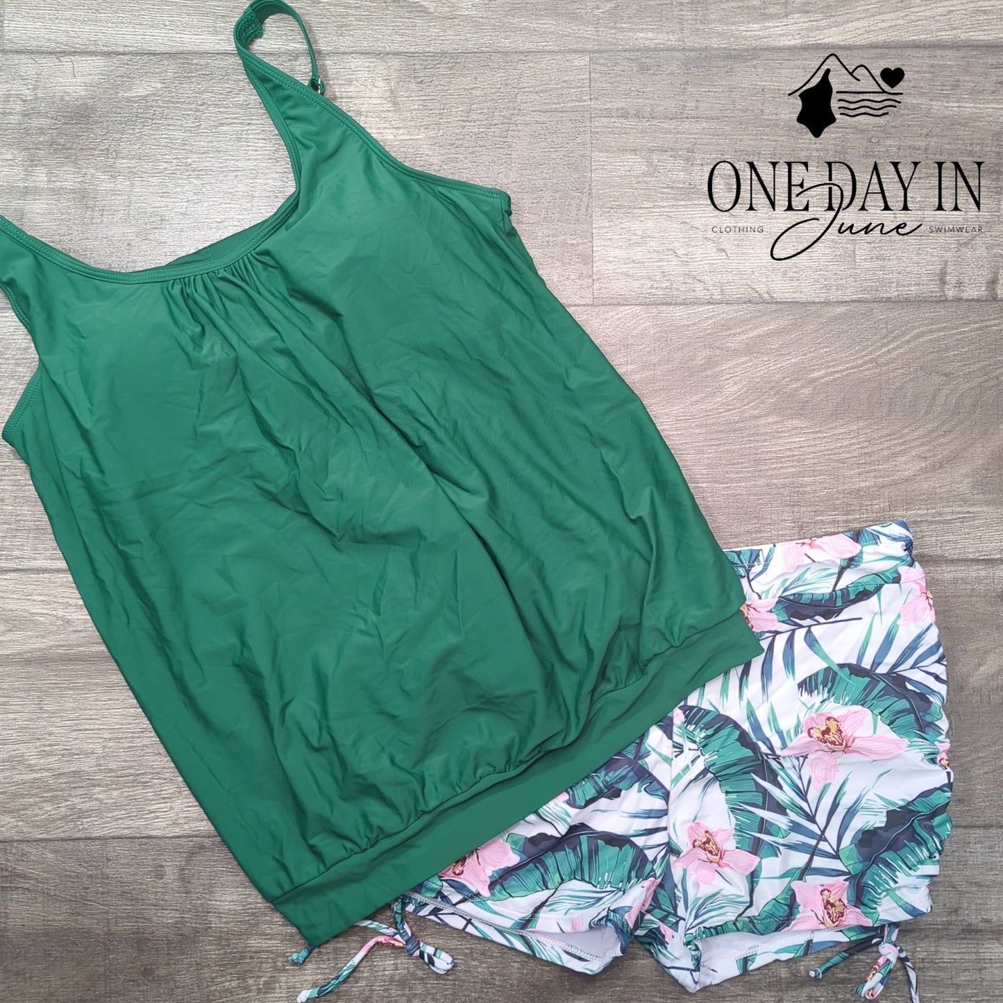 Yonique Blouson Boyshort Tankini Swimsuit Size XL