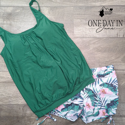 Yonique Blouson Boyshort Tankini Swimsuit Size XL