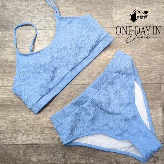 Aleumdr Crop Textured Bikini Swimsuit Size L