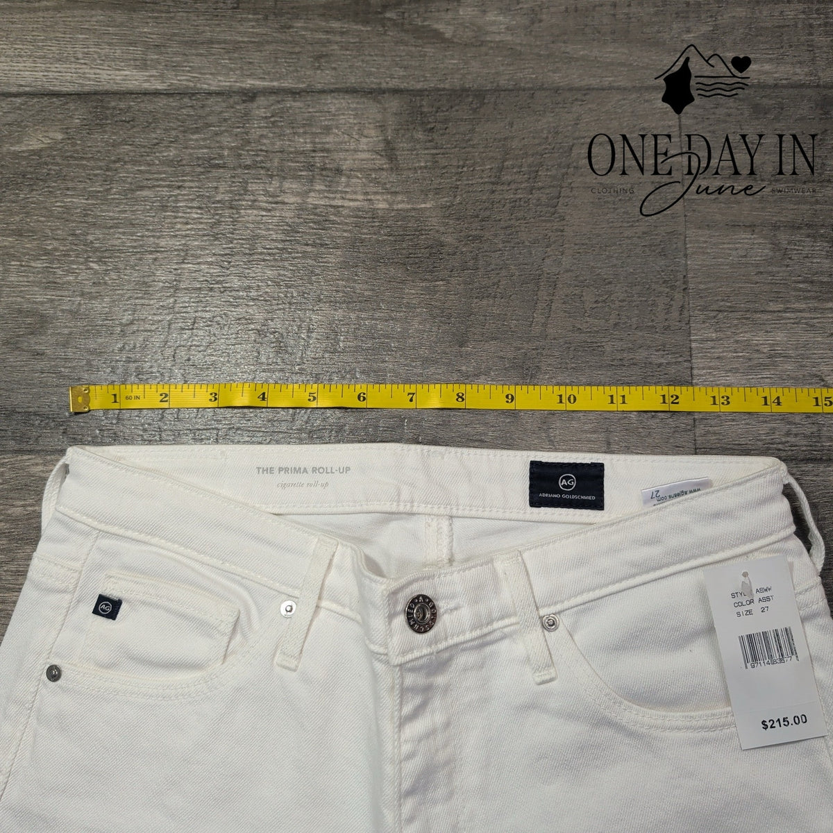 AG Adriano Goldschmied Prima Roll Up Cigarette Jeans White NWT Size 4 (27)