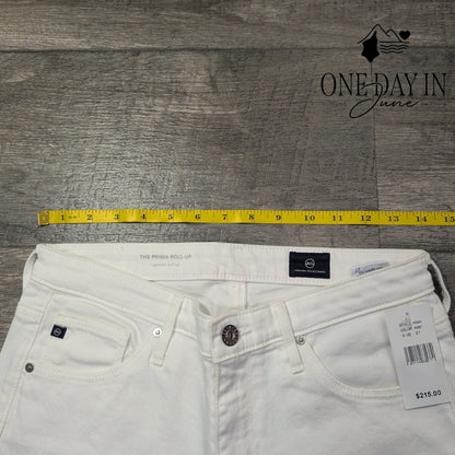AG Adriano Goldschmied Prima Roll Up Cigarette Jeans White NWT Size 4 (27)