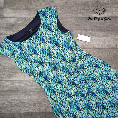 Connected Connected Womens Sleeveless Sheath Dress Blue Green Print NWT Size 12