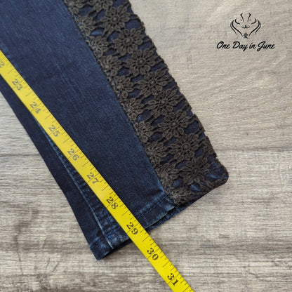 Vanilla Star Juniors Skinny Jeans Dark Blue Lace Side Stripe Denim Size 3