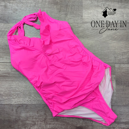 CharmLeaks Halter Ruffle One Piece Swimsuit Size M