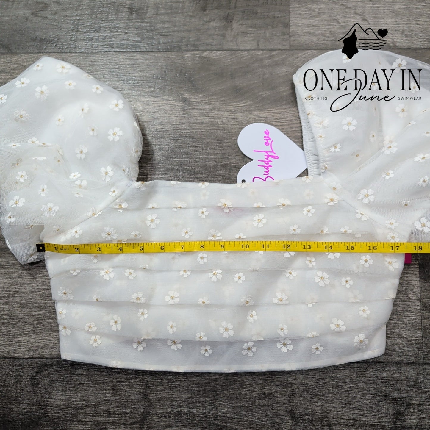 Buddylove Puff Sleeve Crop Top Size M