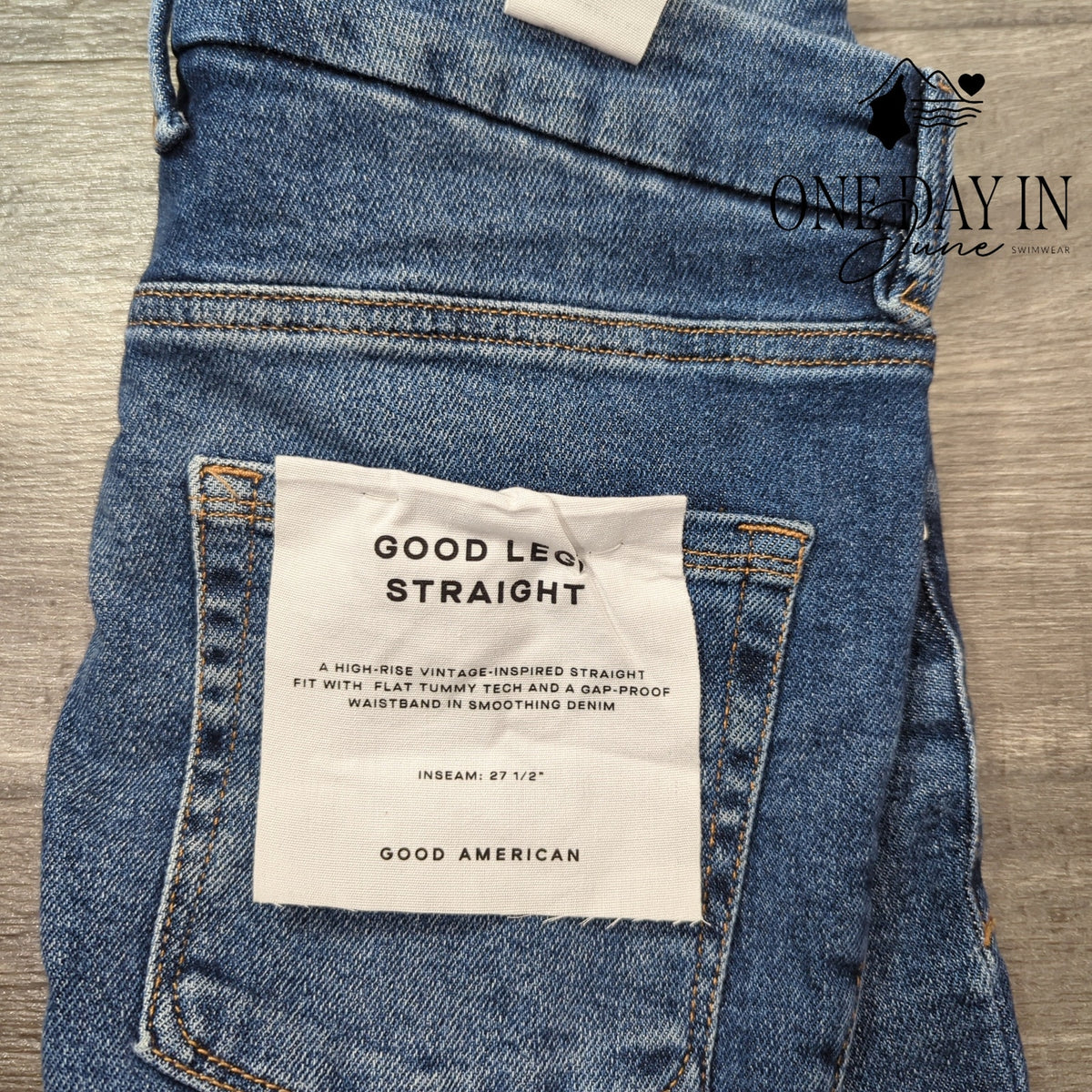 Good American Good Legs Straight Distressed Jeans NWT $155 Indigo128 Size 4