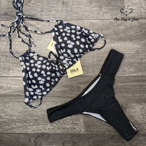 SSLR Daisy Triangle Ruched Bottom Bikini Size M