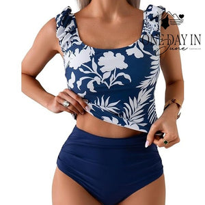 Eomenie Crop Tank High Waist Bikini Swimsuit Size S