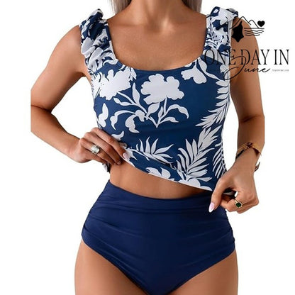 Eomenie Crop Tank High Waist Bikini Swimsuit Size S